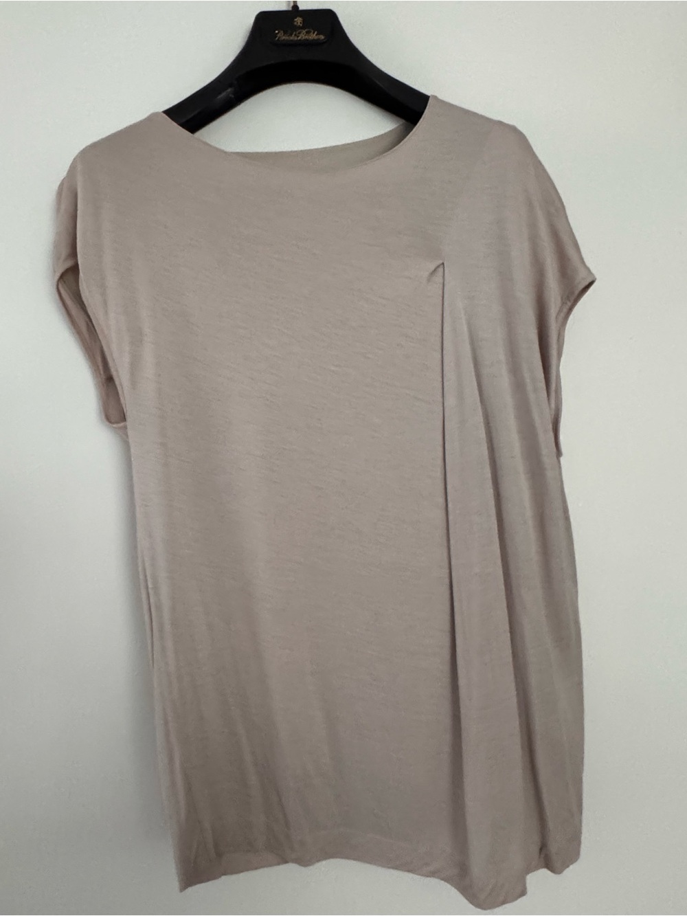 Jill Sander Asymmetrical Relaxed Pleat Scoop-Neck Top - Taupe, size 42, US 4-6